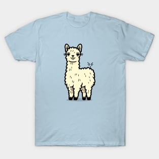 Adorable Llama Character, Happy Animal Doodle T-Shirt